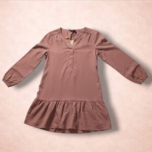 Buffalo David Bitton Womens Long Sleeve Dress with Pockets in Mocha Brown